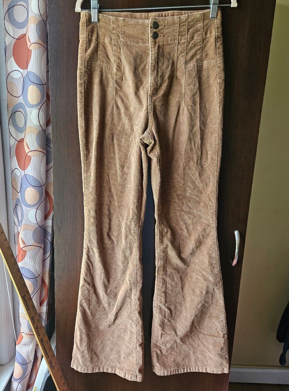 True Craft Corset Waist Corduroy Flare Jeans in Warm Brown Size 8